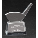 Etched optic crystal golf club on base - 9” ht.
