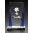 Etched clear and blue optic crystal award - 7” ht.