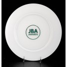 Engraved white glass plate with color fill logo - 11" dia.