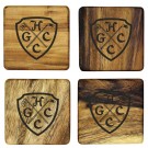 Set of 4 walnut coasters lasered with logo - 4" sq.