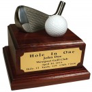 Wood hole-in-one award with golf club head (ball not included) 6" x 5"