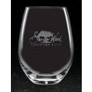 Boxed set of 2 etched red wine stemless glasses - 20 1/4 oz. - 5" ht.