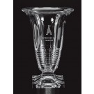 Etched crystal vase with cut design - 12" ht.