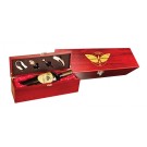 Rosewood finish wine box with wine tools - 14 1/2" x 4 5/8"