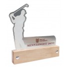 Acrylic award with male or female golfer with full color imprint on wood base - 6 3/4" ht.