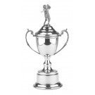 Pewter trophy cup with male golf figure - 11" ht.