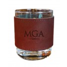 Boxed set of 2 10 oz. DOF glasses with leather wrap