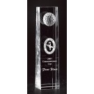 Etched optic crystal tower with golf ball - 6 1/4"