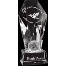 Etched optic crystal award with golf ball - 7"