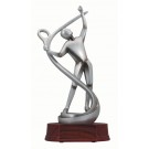 Silver resin contemporary tennis sculpture - 16" ht.