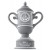 Grey & ivory ceramic trophy cup with custom logo & copy - 14" ht.