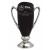High gloss black & silver glazed ceramic trophy cup with handles, sand carved logo and/or copy - 11 1/2" ht.