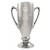 High gloss silver glazed ceramic trophy cup with handles, sand carved logo and/or copy - 13 1/2" ht.