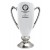 High gloss white & silver glazed ceramic trophy cup with handles, sand carved logo and/or copy - 9 1/2" ht.