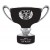 High gloss black & silver glazed ceramic trophy bowl with handles, sand carved logo and or copy - 9" ht.