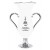 High gloss white & silver glazed ceramic trophy vase with handles, sand carved logo and or copy - 11" ht.
