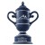 Blue & ivory ceramic trophy cup with custom sand carved logo and/or copy - 14" ht.