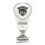 White & silver glazed ceramic trophy vase with sand carved logo and/or copy - 12" ht.