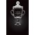 Etched crystal trophy cup with golf ball on lid - 11" ht.