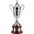 Fine English silverplated hand chased trophy cup and lid on mahogany plinth - 17" ht.