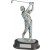 Silver and gold resin male golf statue on rosewood base-10" ht.