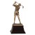 Copper-tone resin female golfer swinging - 13" ht.