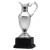 Nickel plated claret jug on wood base - 12 1/2” ht.