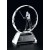 Optical crystal round award with etched male golfer -  6 3/4" ht.