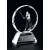 Optical crystal round award with etched male golfer - 5"ht..