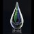 Etched blue & green crystal teardrop sculpture - 10 1/2" ht.