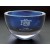 Etched hand blown glass bowl in midnight blue - 6" d.