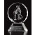 Optical crystal round award with etched male golf partners - 6 3/4" ht.