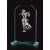 Jade glass award with pewter vintage female golfer - 6" ht.