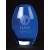 Etched cobalt blue crystal barrel vase - 12" ht.