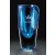 Etched art glass clear & blue vase - 9" ht.