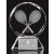 Optic crystal round award with etched tennis racquets - 6 3/4" ht.
