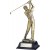 Gold tone male golf sculpture on wood base - 16" ht.