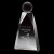 Etched optic crystal tower award with golf ball - 7" ht.