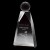 Etched optic crystal tower award with golf ball - 8 1/2" ht.