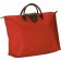 Nylon fold-up bag with leatherette strap