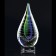 Etched blue & green crystal teardrop sculpture